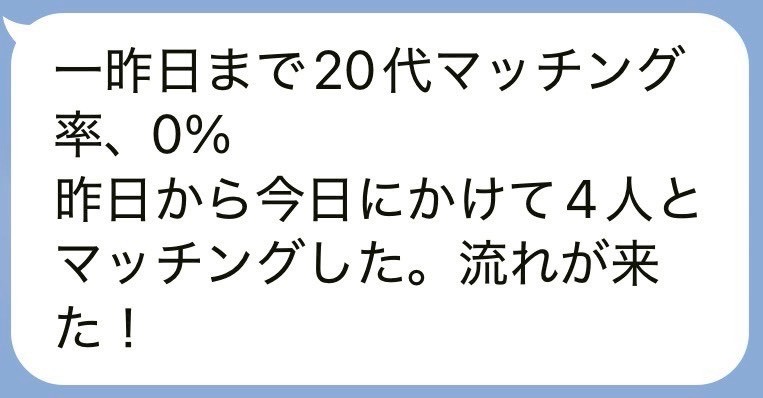 マッチング0%→翌日4人マッチング